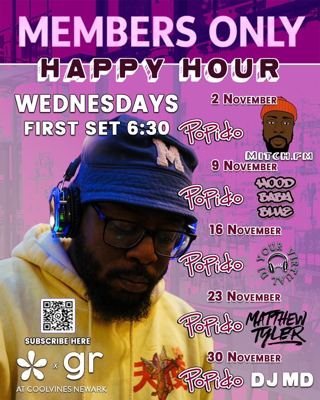 Members only happy hour flyer - Newark First Fridays