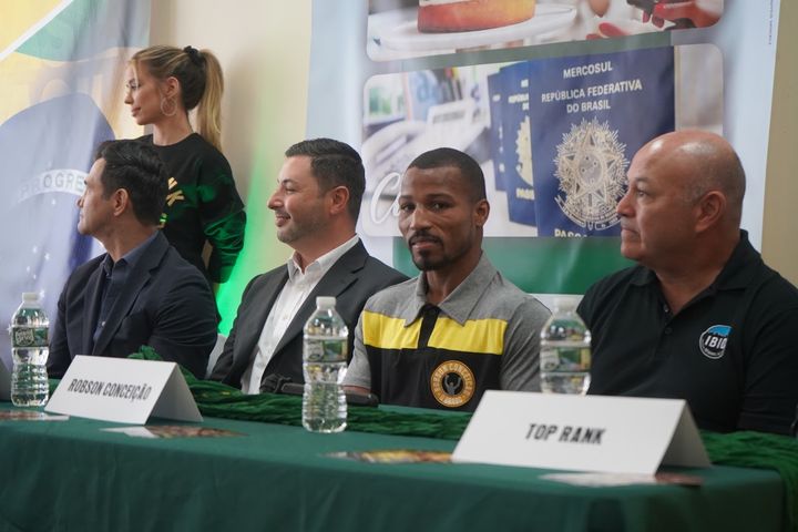 Robson Conceicao pictured at press conference. Photography by James Frazier.